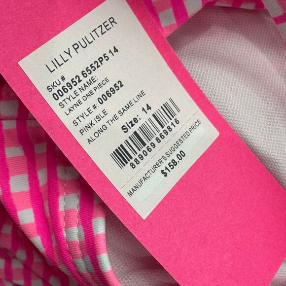 Lilly Pulitzer Women's The Same Line Bandeau One Piece Swimsuit Pink Size 14 NWT - Picture 10 of 11